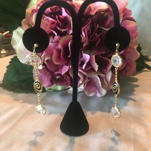 Crystal long pierced earrings